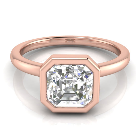 Bezel Emerald Cut Moissanite Engagement Ring