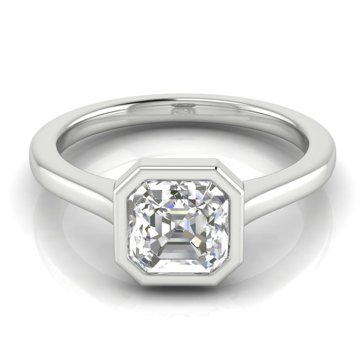 Floating Bezel Emerald Cut  Engagement Ring | Moissanite | Lab Grown Diamond