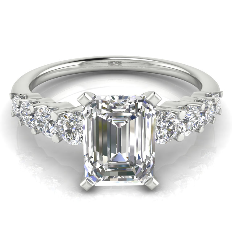 Graduated Pave Emerald Cut  Engagement Ring | Moissanite | Lab Grown Diamond