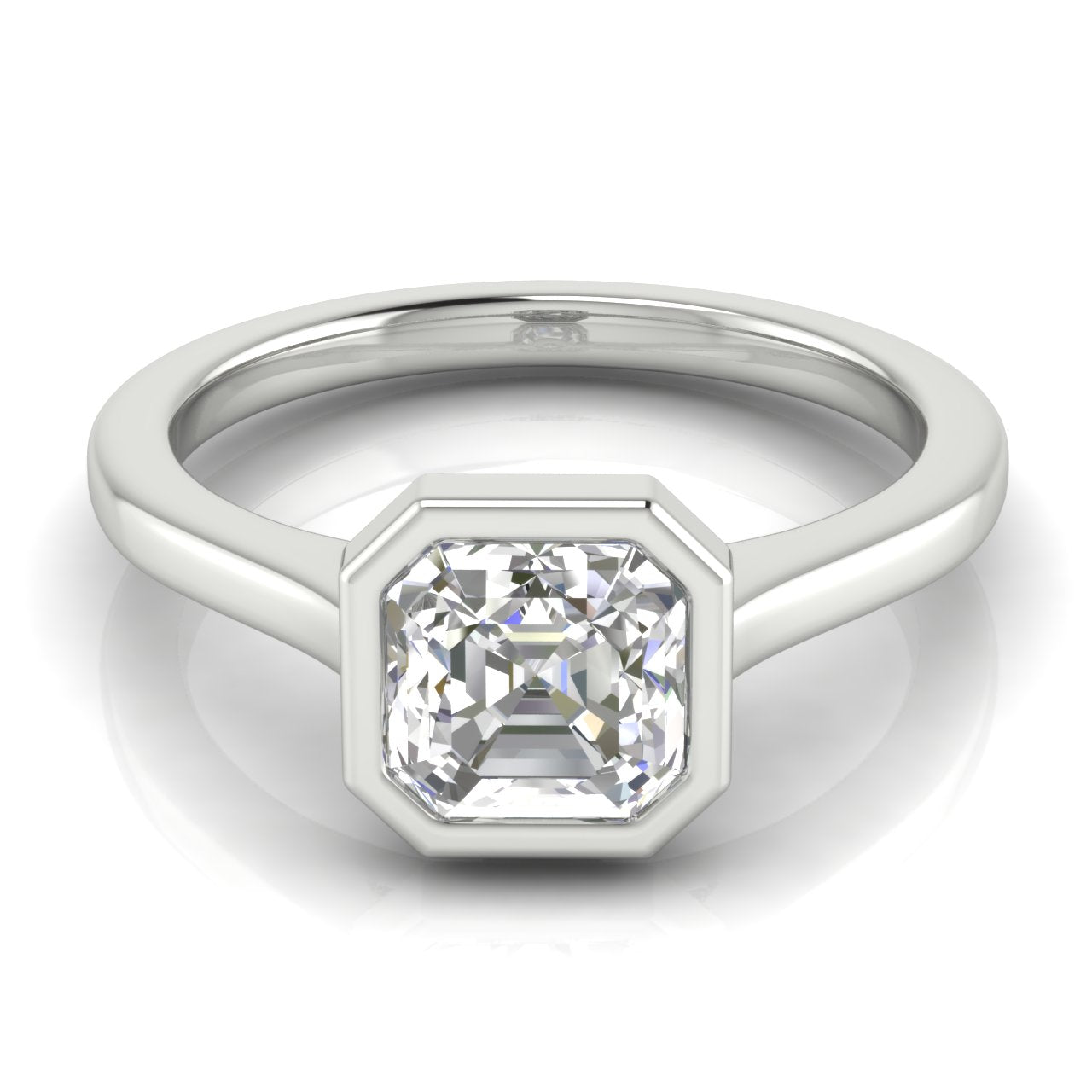 Floating Bezel Emerald Cut Lab Diamond Engagement Ring