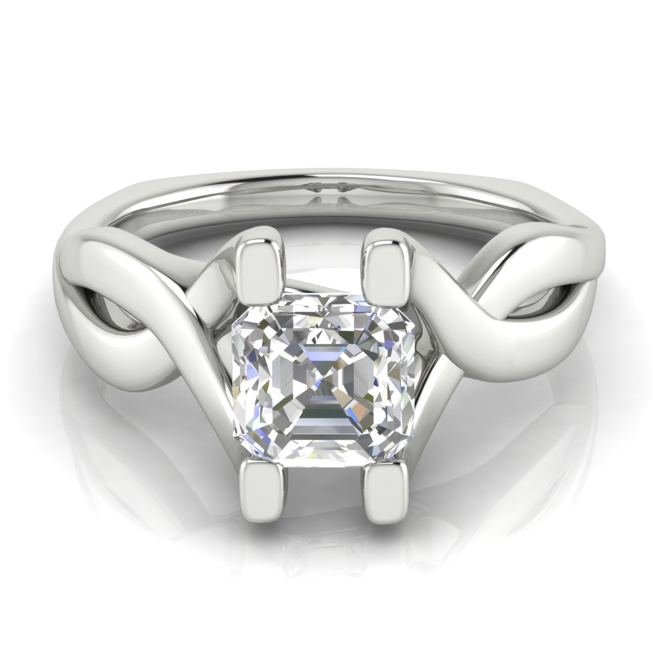 Twisted Shank Emerald Cut Lab Diamond Engagement Ring