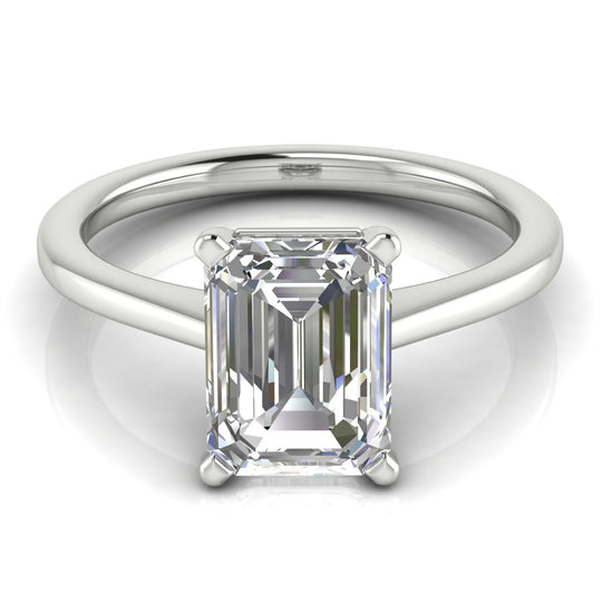 Basket Set Floating Emerald Cut Moissanite Engagement Ring