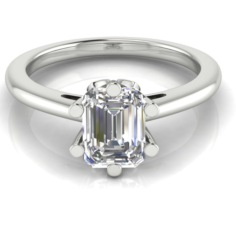 Lotus Pave Emerald Cut  Engagement Ring | Moissanite | Lab Grown Diamond