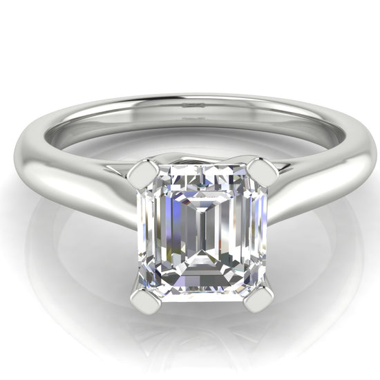 Bypass Basket Emerald Cut Moissanite Engagement Ring