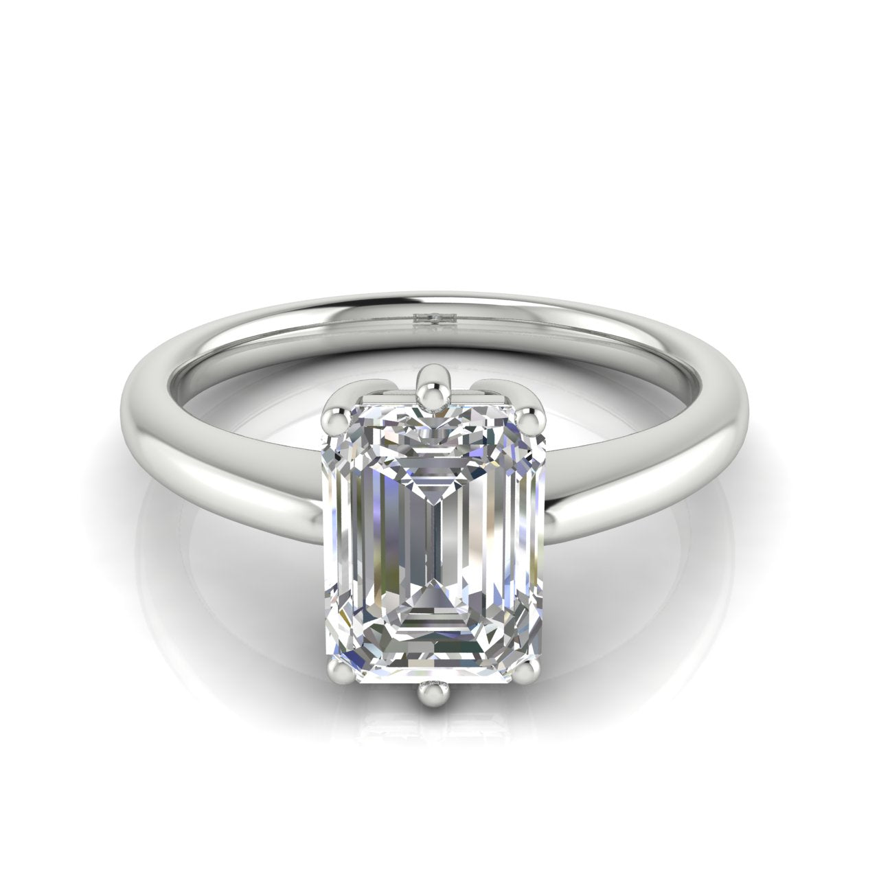 6 Prong Donut Emerald Cut Moissanite Engagement Ring