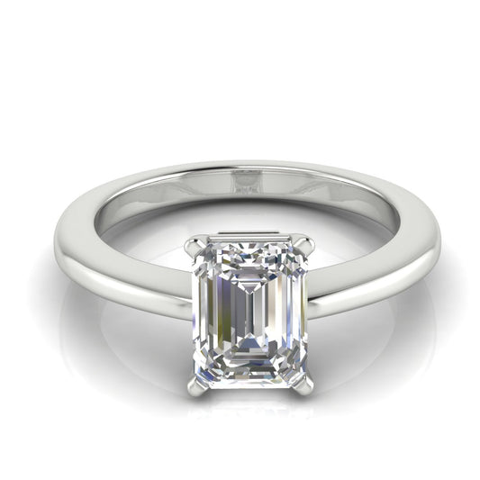 4 Prong Basket Emerald Cut Lab Diamond Engagement Ring