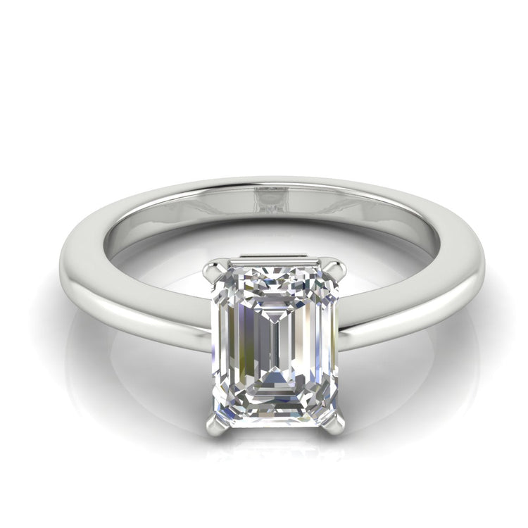 4 Prong Basket Emerald Cut Lab Diamond Engagement Ring 