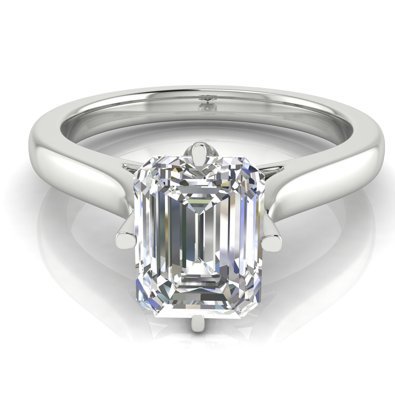 Lotus Prong Emerald Cut Lab Diamond Engagement Ring