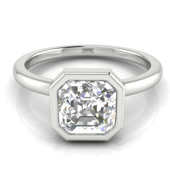 Bezel Emerald Cut Moissanite Engagement Ring