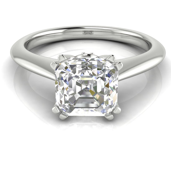 Double Prong Tulip Emerald Cut Lab Diamond Engagement Ring