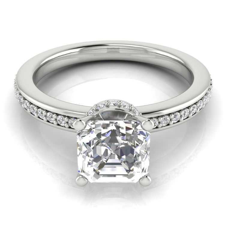 Hidden Halo Emerald Cut  Engagement Ring | Moissanite | Lab Grown Diamond