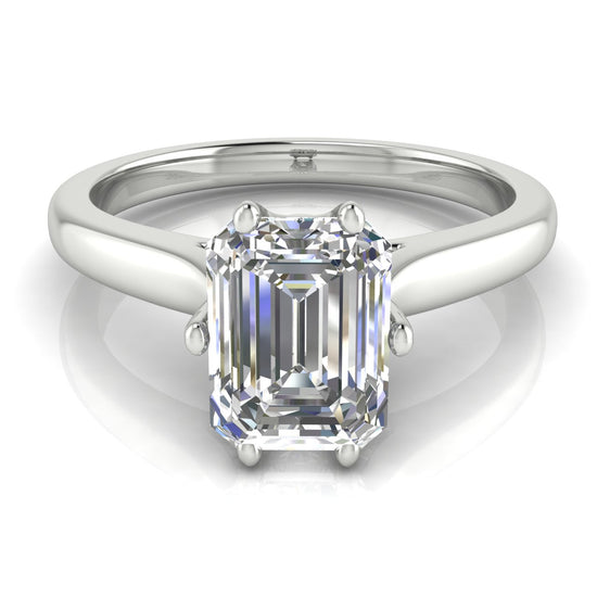 Crown Emerald Cut Lab Diamond Engagement Ring