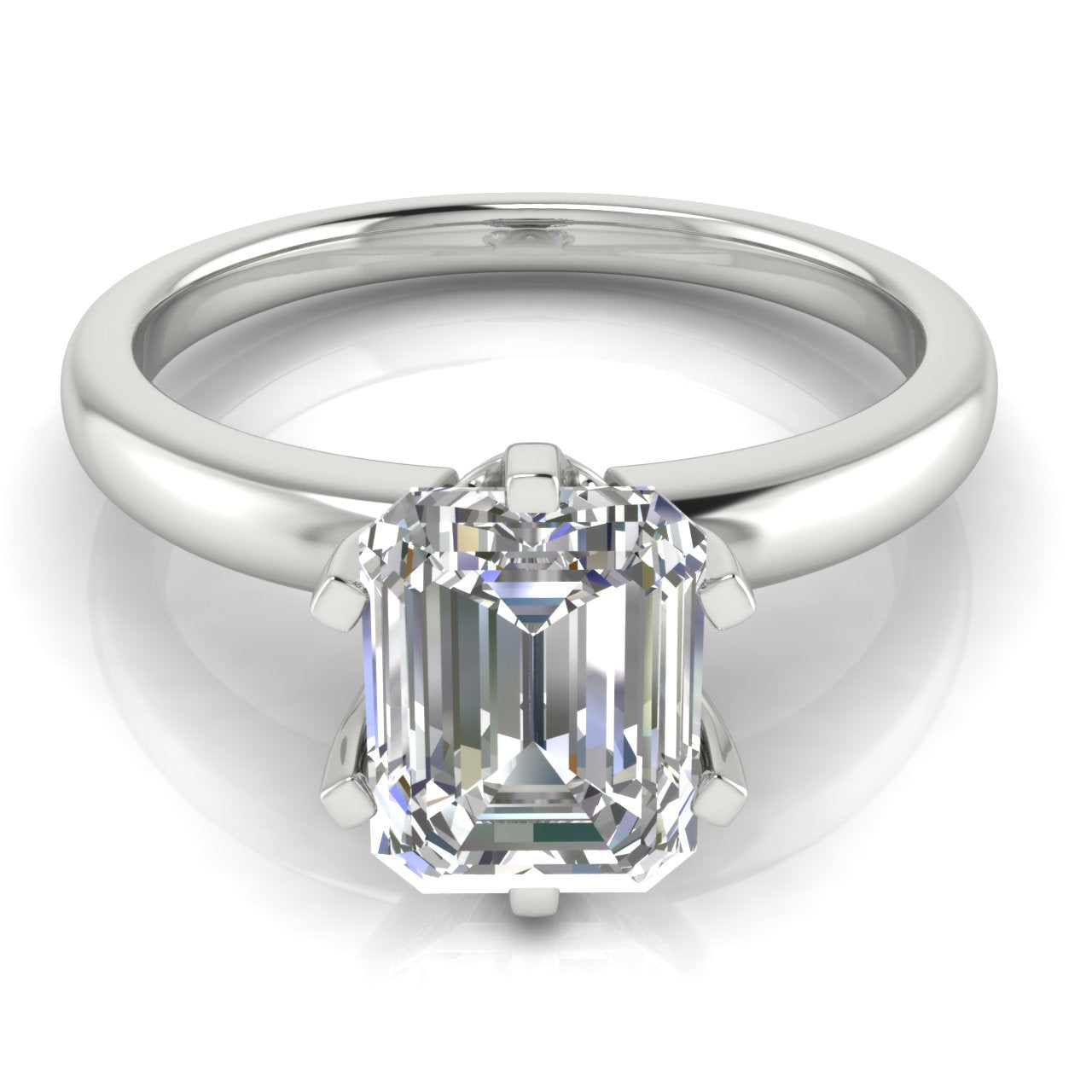 Elegant 6 Prong Emerald Cut Moissanite Engagement Ring