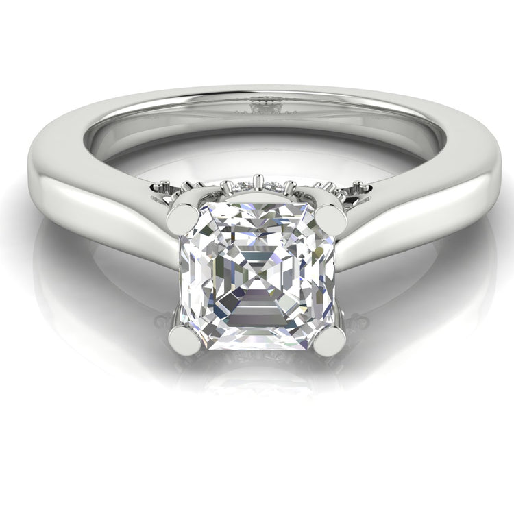 Bridge Paved Emerald Cut  Engagement Ring | Moissanite | Lab Grown Diamond