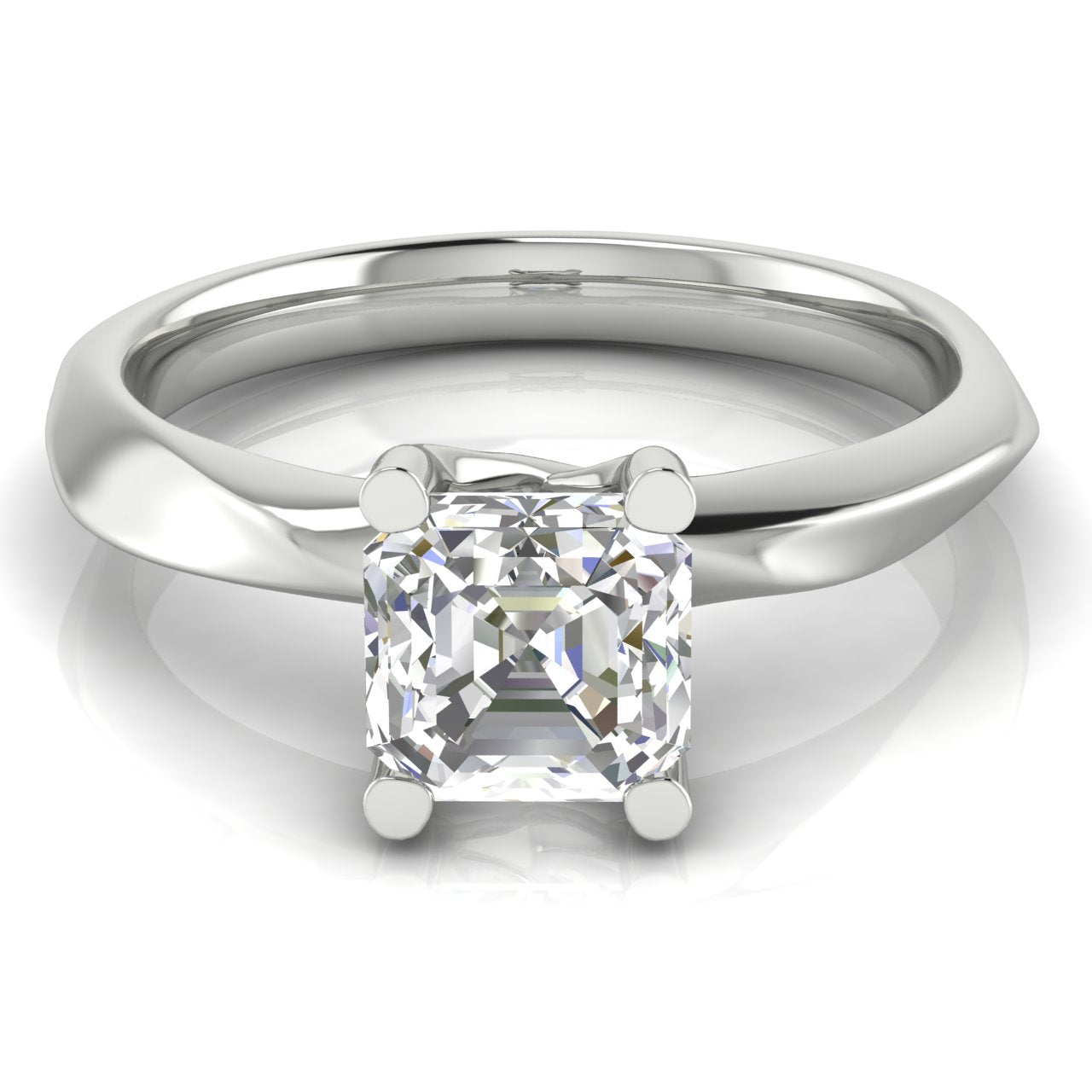 Knife Edge Crossover Emerald Cut Moissanite Engagement Ring