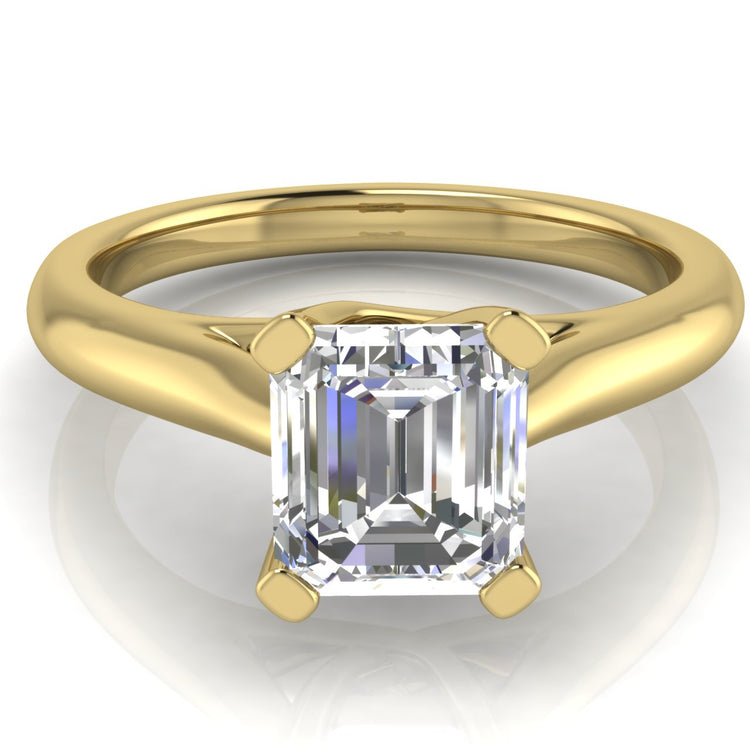 Bypass Basket Emerald Cut Lab Diamond Engagement Ring