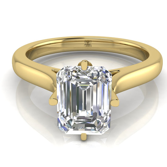 Lotus Prong Emerald Cut Moissanite Engagement Ring