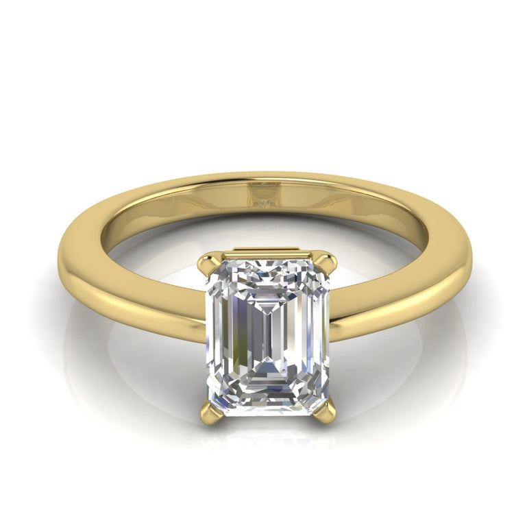 4 Prong Basket Emerald Cut Lab Diamond Engagement Ring