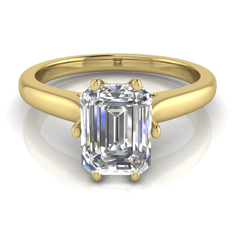 Crown Emerald Cut Lab Diamond Engagement Ring