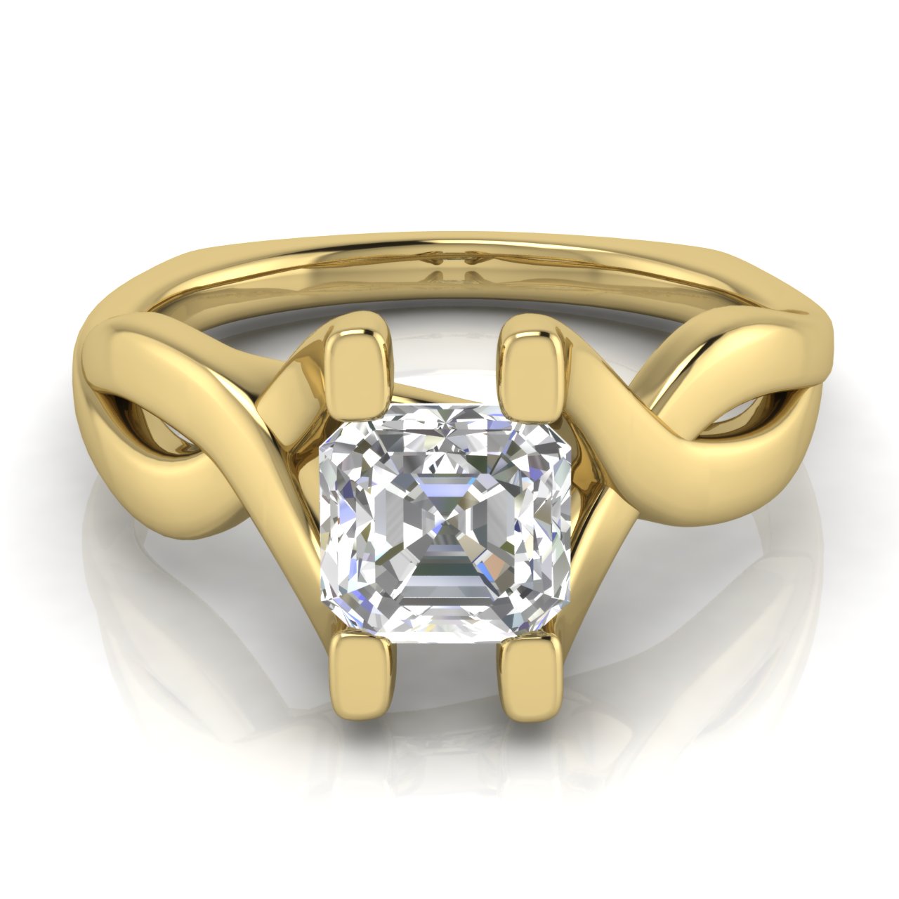 Twisted Shank Emerald Cut Lab Diamond Engagement Ring