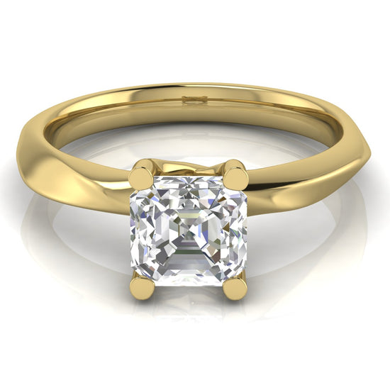 Knife Edge Crossover Emerald Cut Moissanite Engagement Ring