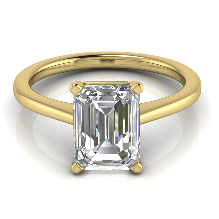 Basket Set Floating Emerald Cut Moissanite Engagement Ring