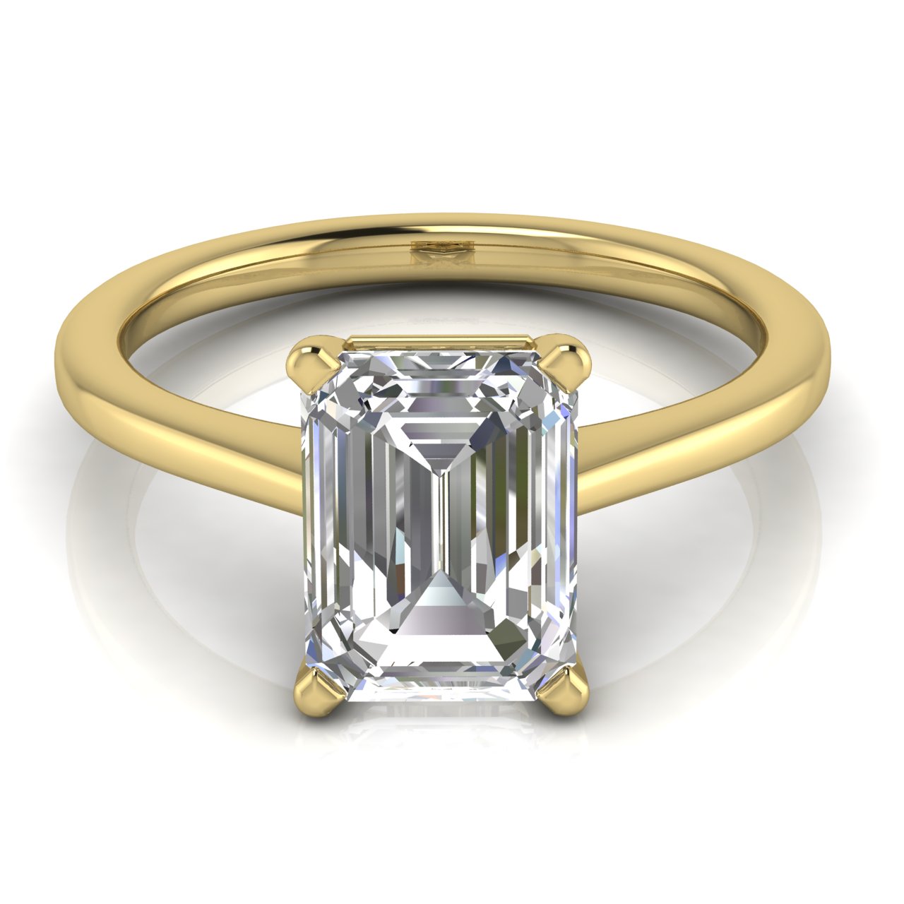 Basket Set Floating Emerald Cut Lab Diamond Engagement Ring