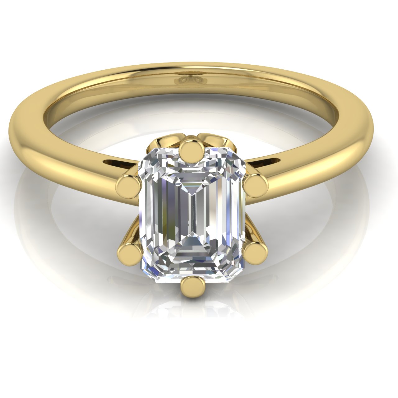 Lotus Pave Emerald Cut Moissanite Engagement Ring