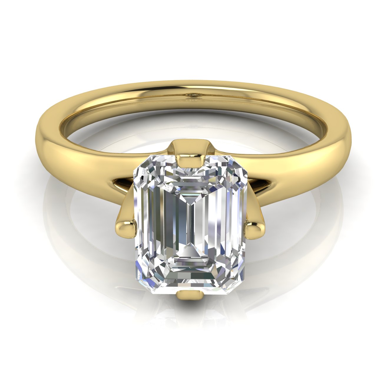 Suspended Emerald Cut Moissanite Engagement Ring