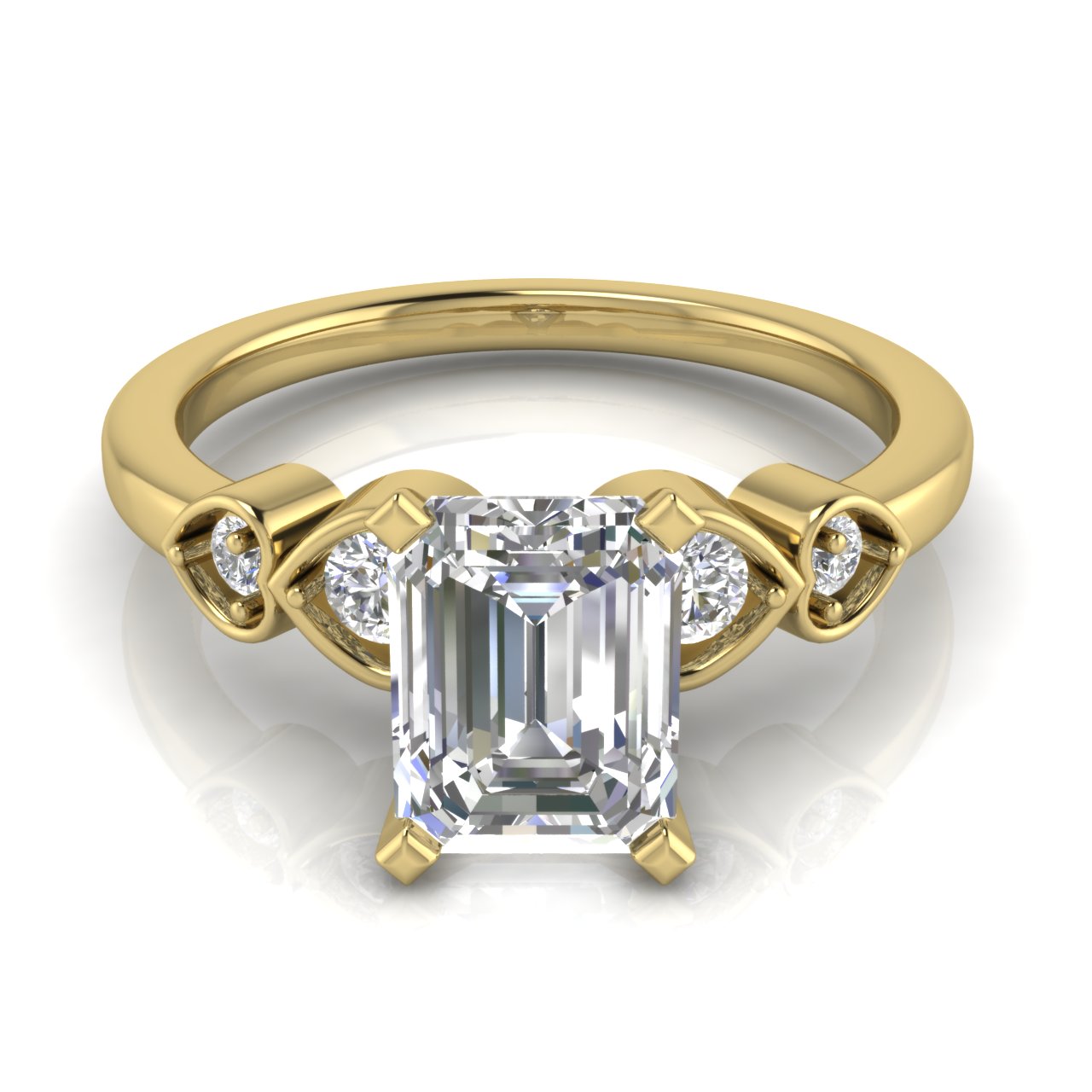 Romance Emerald Cut Moissanite Engagement Ring