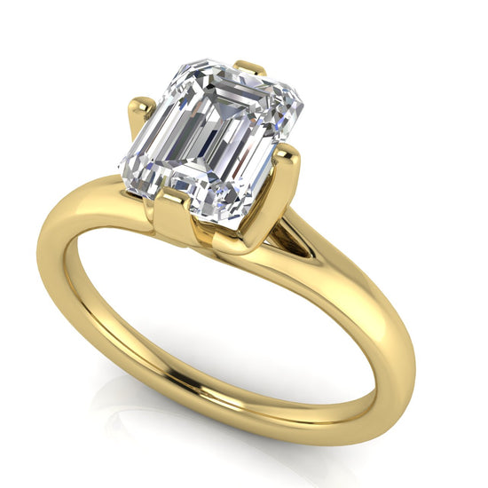 Suspended Emerald Cut Lab Diamond Engagement Ring