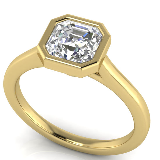 Floating Bezel Emerald Cut Lab Diamond Engagement Ring