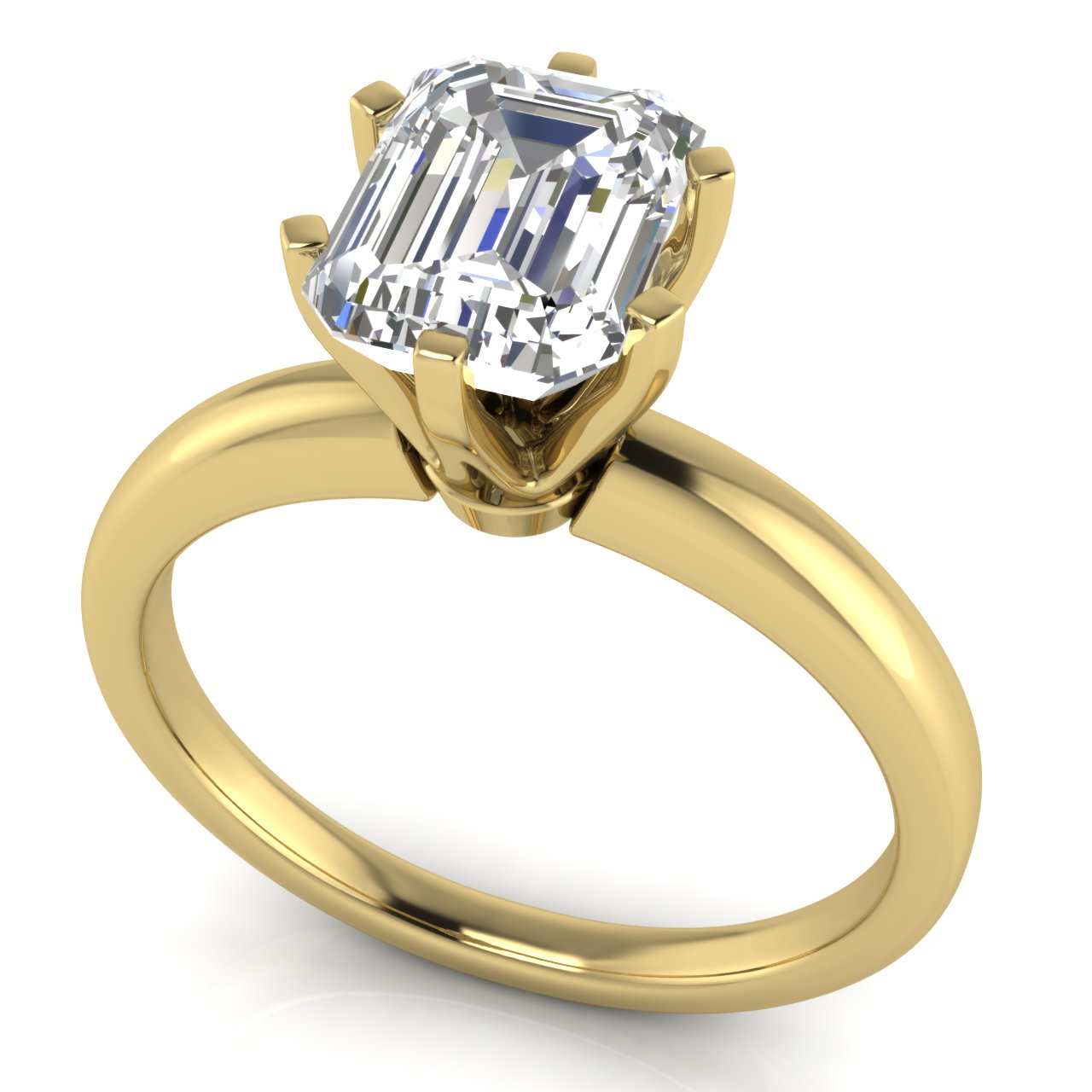 Elegant 6 Prong Emerald Cut Lab Diamond Engagement Ring