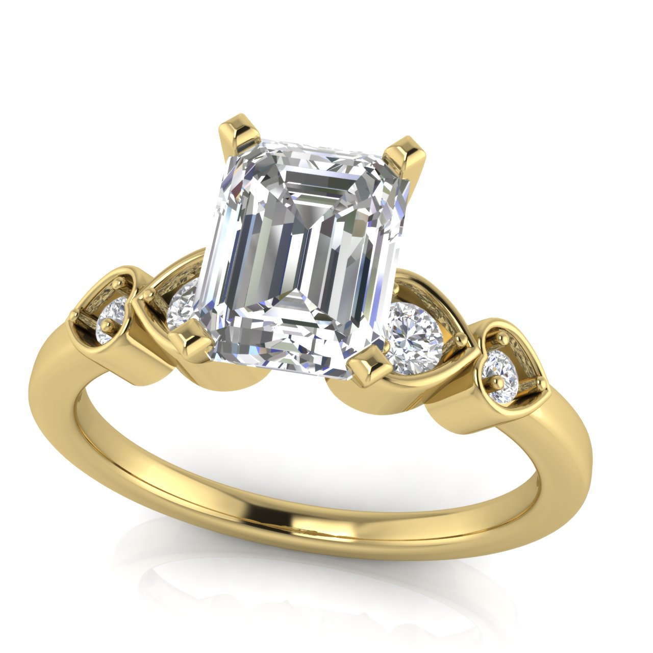 Romance Emerald Cut Moissanite Engagement Ring