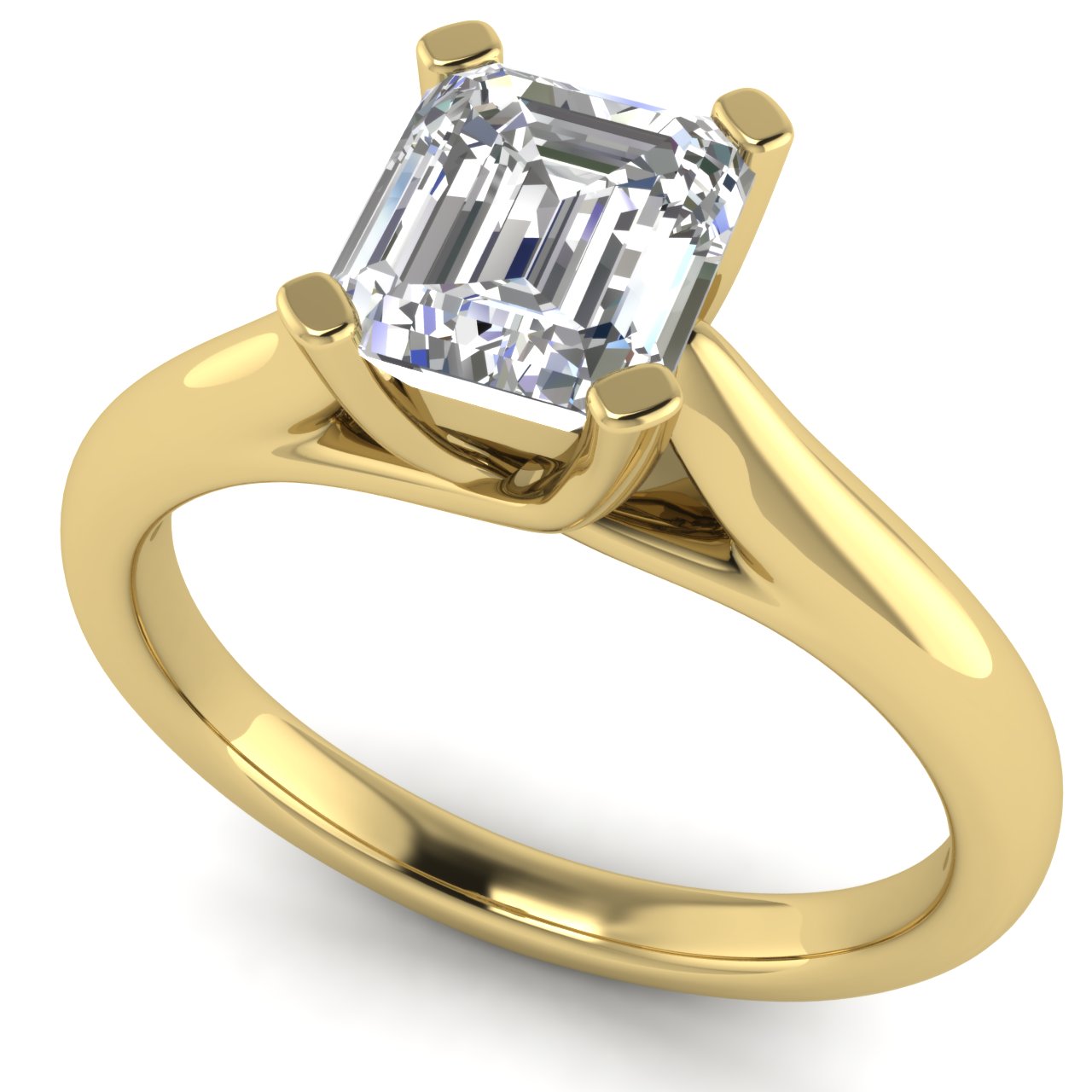 Bypass Basket Emerald Cut Lab Diamond Engagement Ring