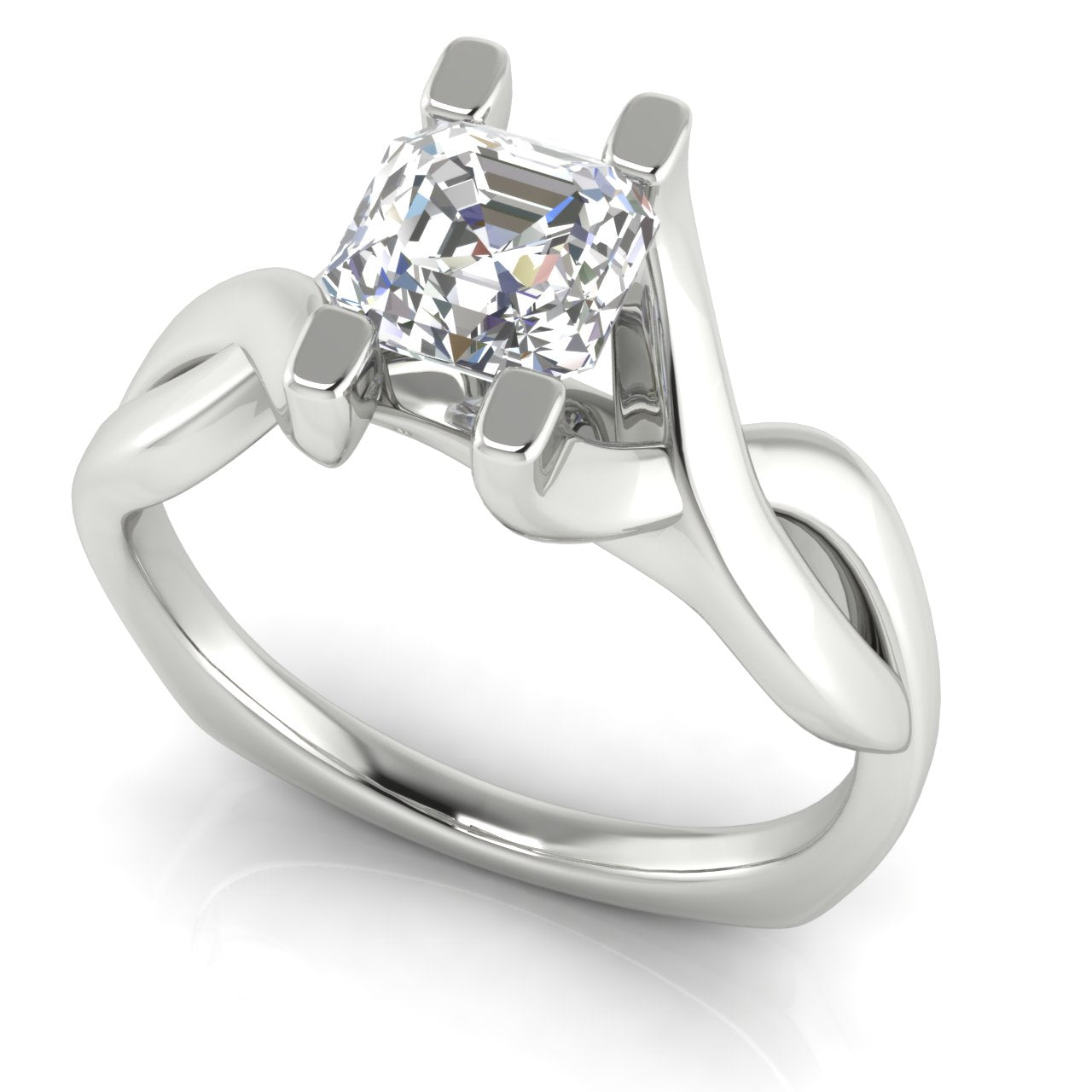 Twisted Shank Emerald Cut Lab Diamond Engagement Ring