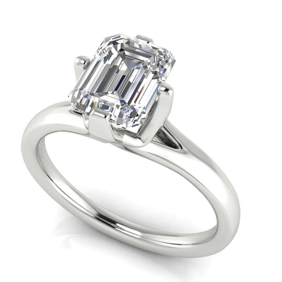 Suspended Emerald Cut Moissanite Engagement Ring