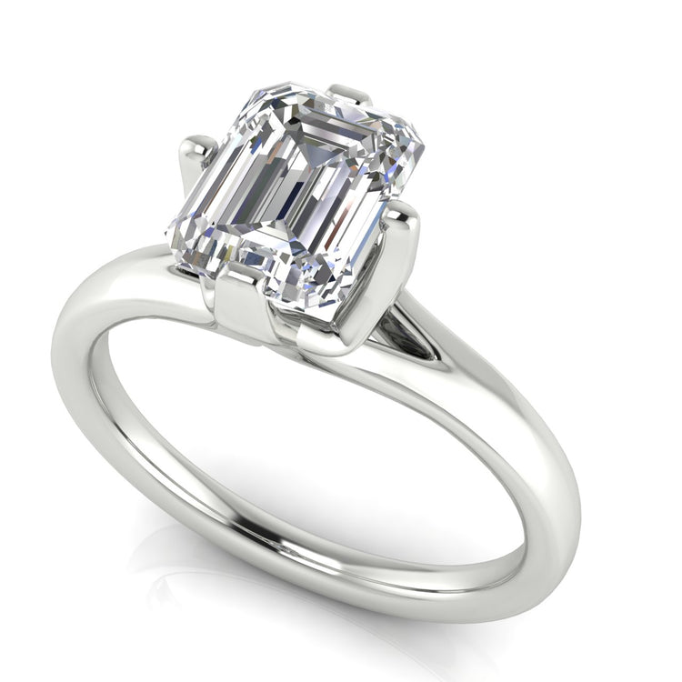 Suspended Emerald Cut Moissanite Engagement Ring