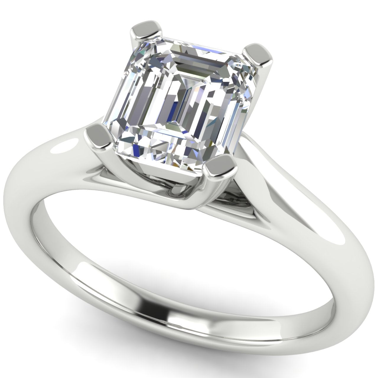 Bypass Basket Emerald Cut Lab Diamond Engagement Ring