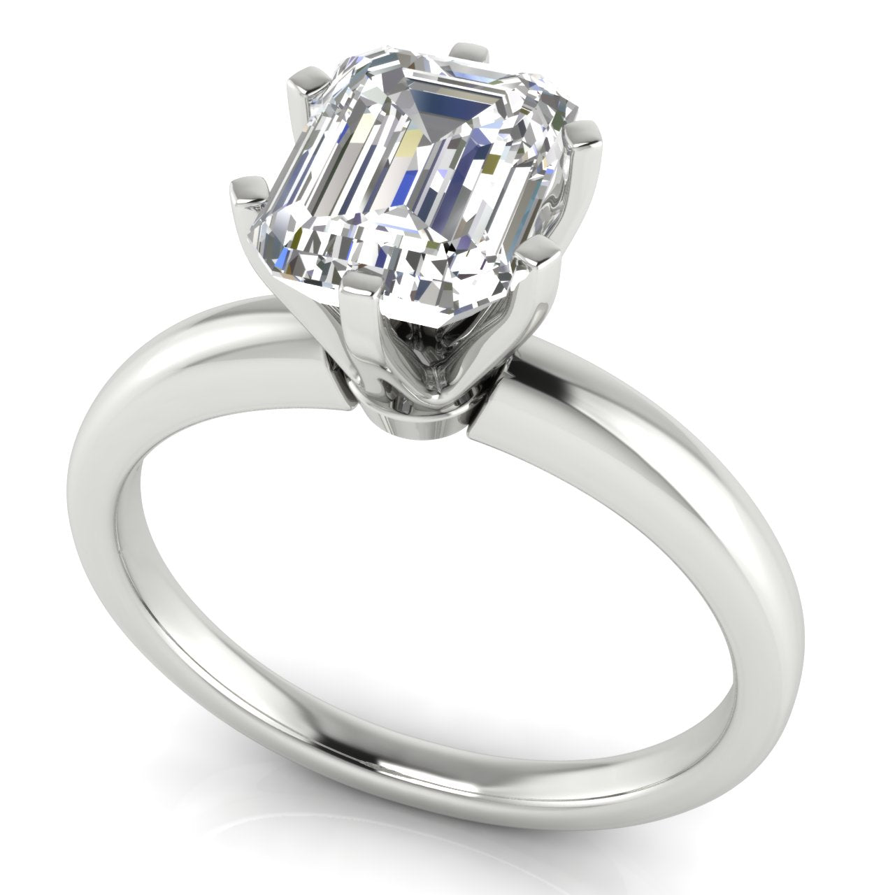 Elegant 6 Prong Emerald Cut Moissanite Engagement Ring