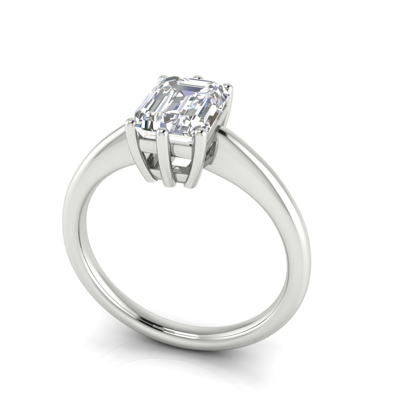 6 Prong Donut Emerald Cut Moissanite Engagement Ring