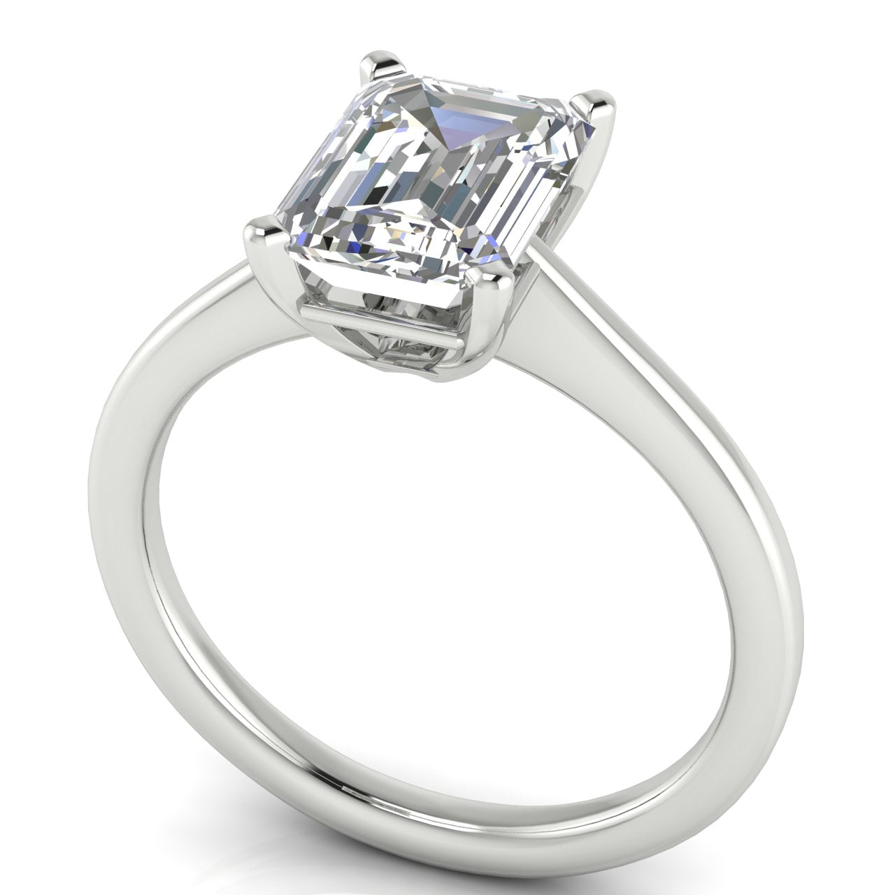 Basket Set Floating Emerald Cut Moissanite Engagement Ring