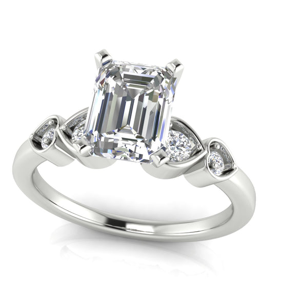 Romance Emerald Cut Moissanite Engagement Ring