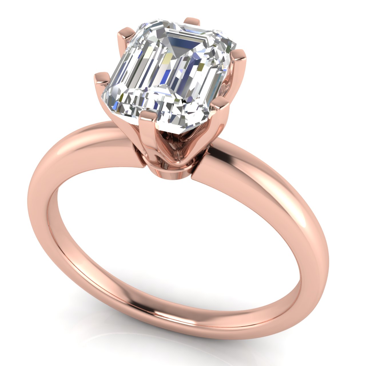 Elegant 6 Prong Emerald Cut Lab Diamond Engagement Ring