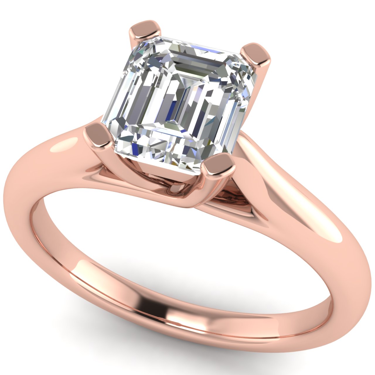 Bypass Basket Emerald Cut Moissanite Engagement Ring