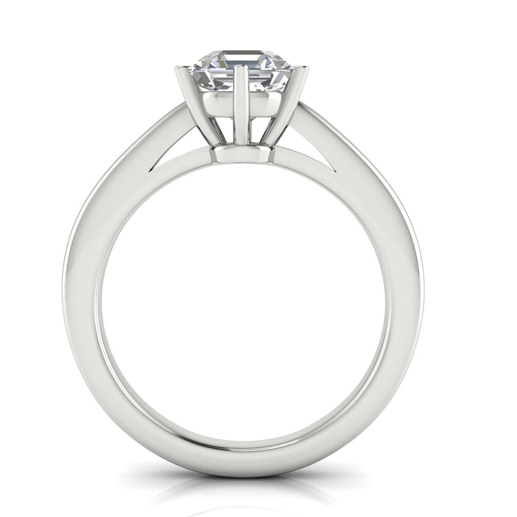 6 Prong Cathedral Emerald Cut Moissanite Engagement Ring