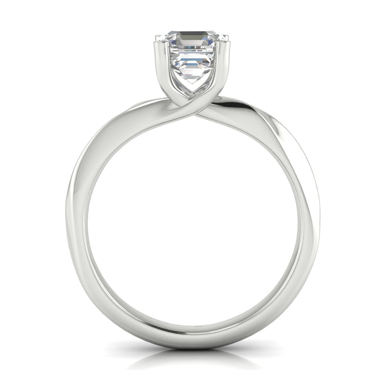 Knife Edge Crossover Emerald Cut Lab Diamond Engagement Ring