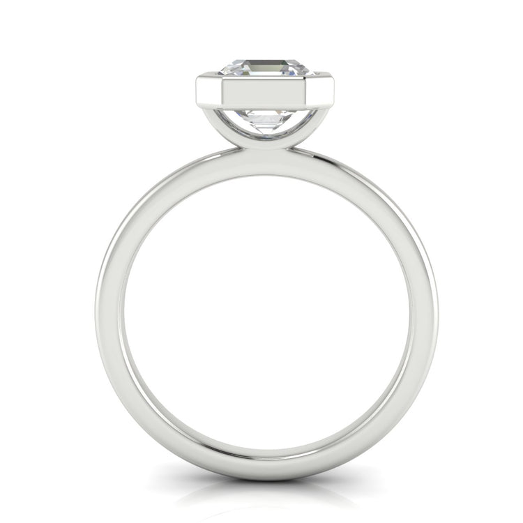 Bezel Emerald Cut Moissanite Engagement Ring