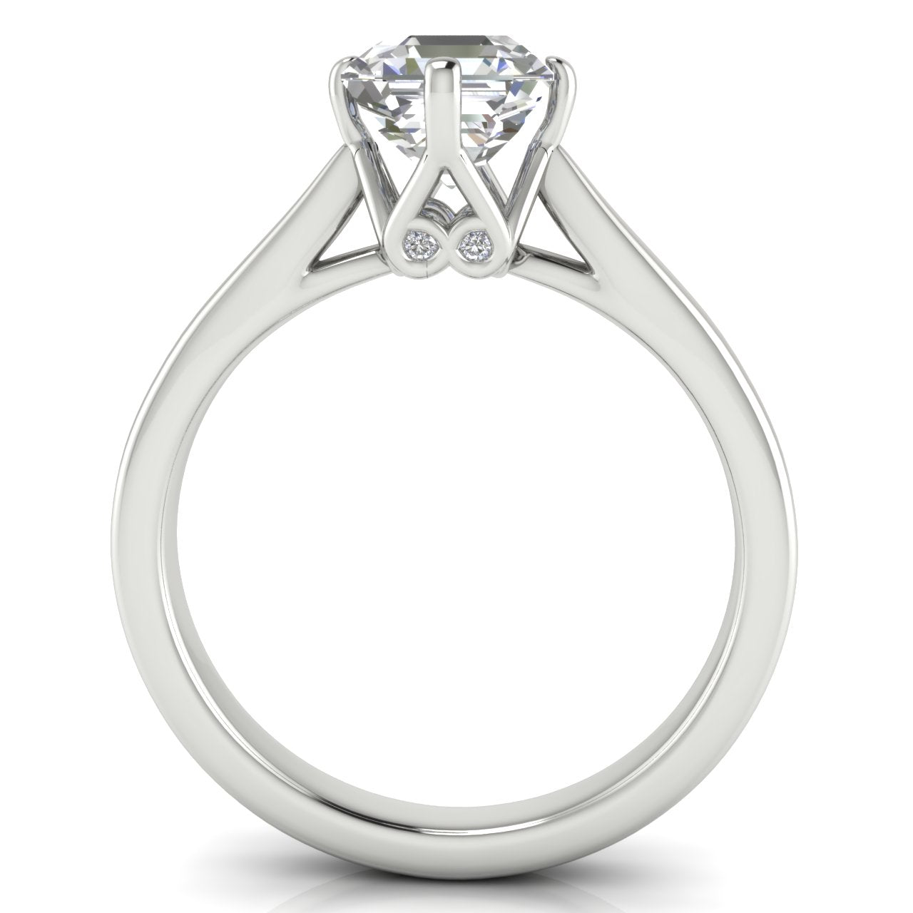 Hidden Accent Emerald Cut Moissanite Engagement Ring