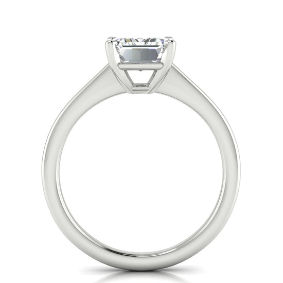 Basket Set Floating Emerald Cut Lab Diamond Engagement Ring